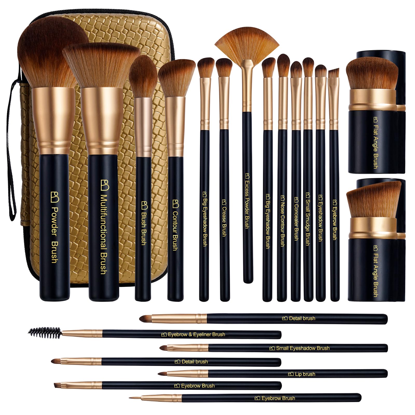 Travel Makeup Brush Set with Kabuki Powder Eyeshadow Foundation Brushes
